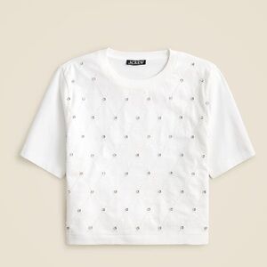 J crew Relaxed lattice-embellished cropped T-shirt